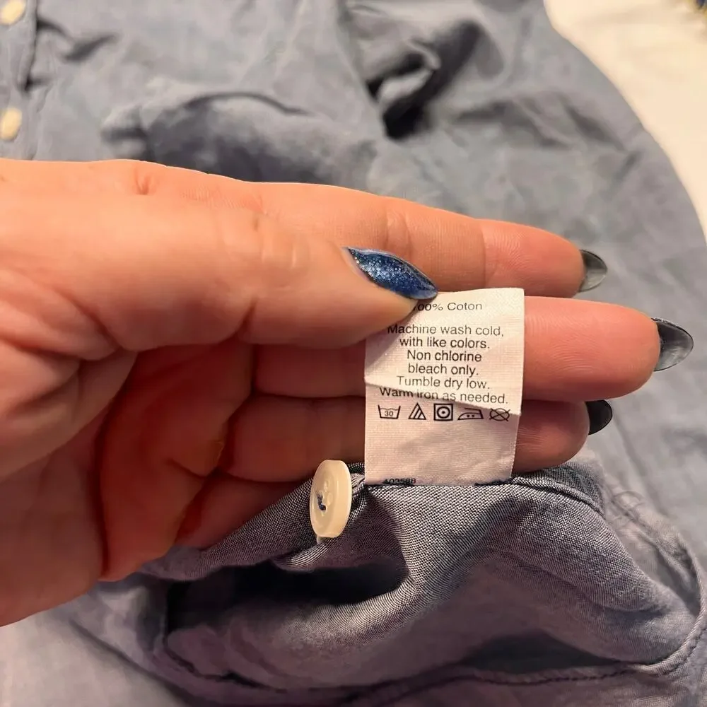 J. Crew Gray Roll-tab Long Sleeve Button Down Shirt Size XS